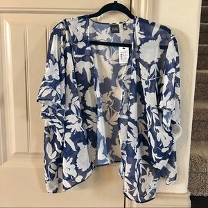 NEW Saks Fifth Avenue BLACK label navy kimono